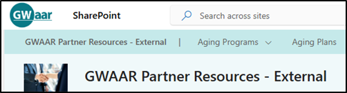 screenshot of GWAAR Partner Resources SharePoint site