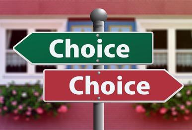 Signage showing two choices